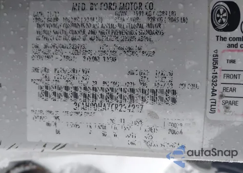 2012 Ford Fusion Se z USA, uszkodzony, nr VIN 3FAHP0HA7CR234237